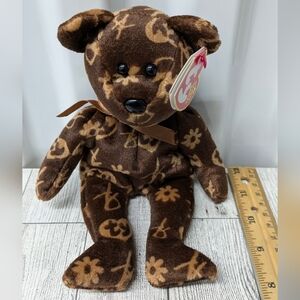 Ty Signature Brown Floral Stuffed Bear